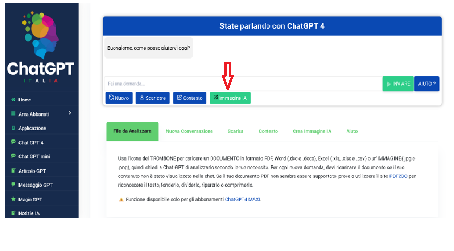 IA imagine chat gpt 4 italia